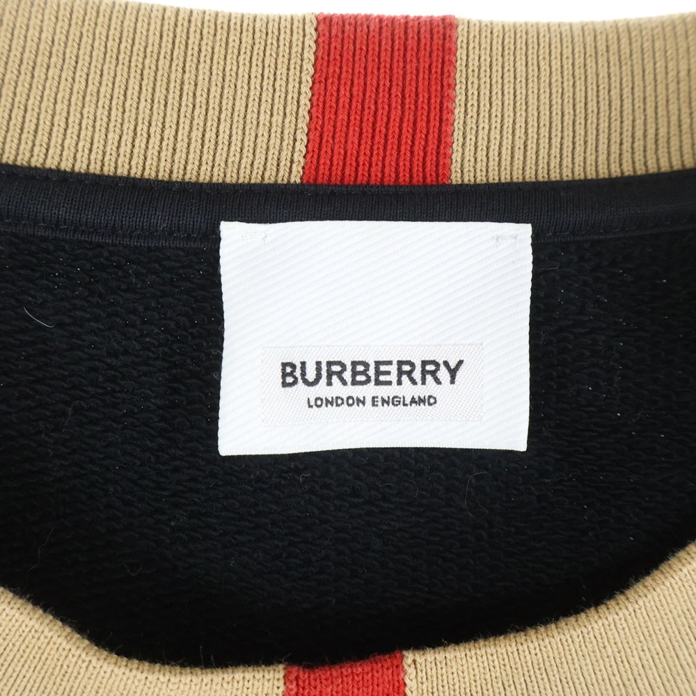 BURBERRY(バーバリー) チェック柄 ロゴ刺繍クルーネックニット スウェット ブラック