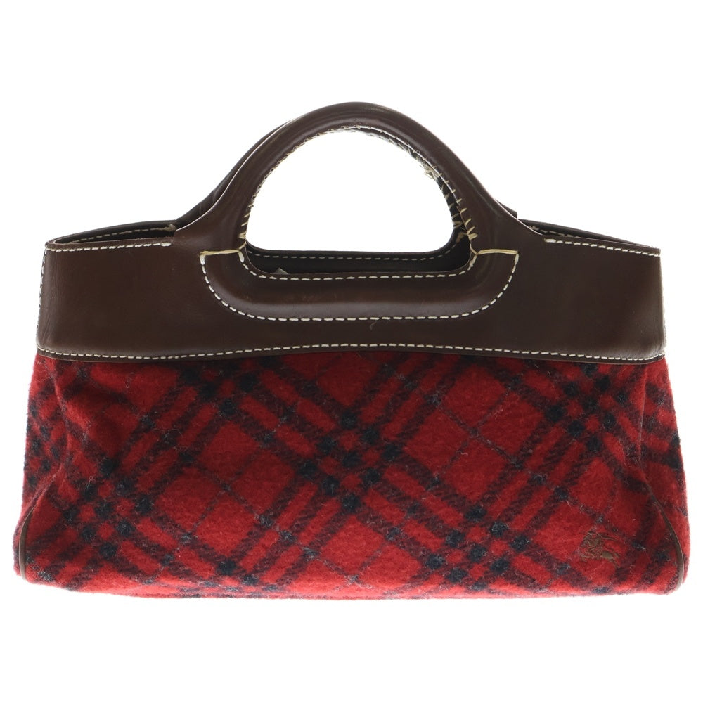 BURBERRY BLUE LABEL(バーバリーブルーレーベル) チェックウール ハンドバッグ レッド/ブラウン レディース