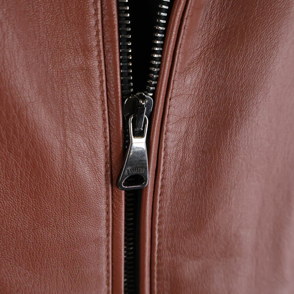 EMMETI(エンメティ) シングルライダースジャケット レザージャケット ラムスキン ブラウン GIAPPONE-078