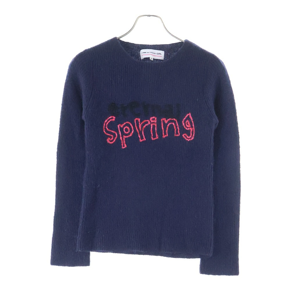 COMME DES GARCONS GIRL(コムデギャルソンガール) フロントデザイン クルーネックニット セーター ネイビー NP-N009