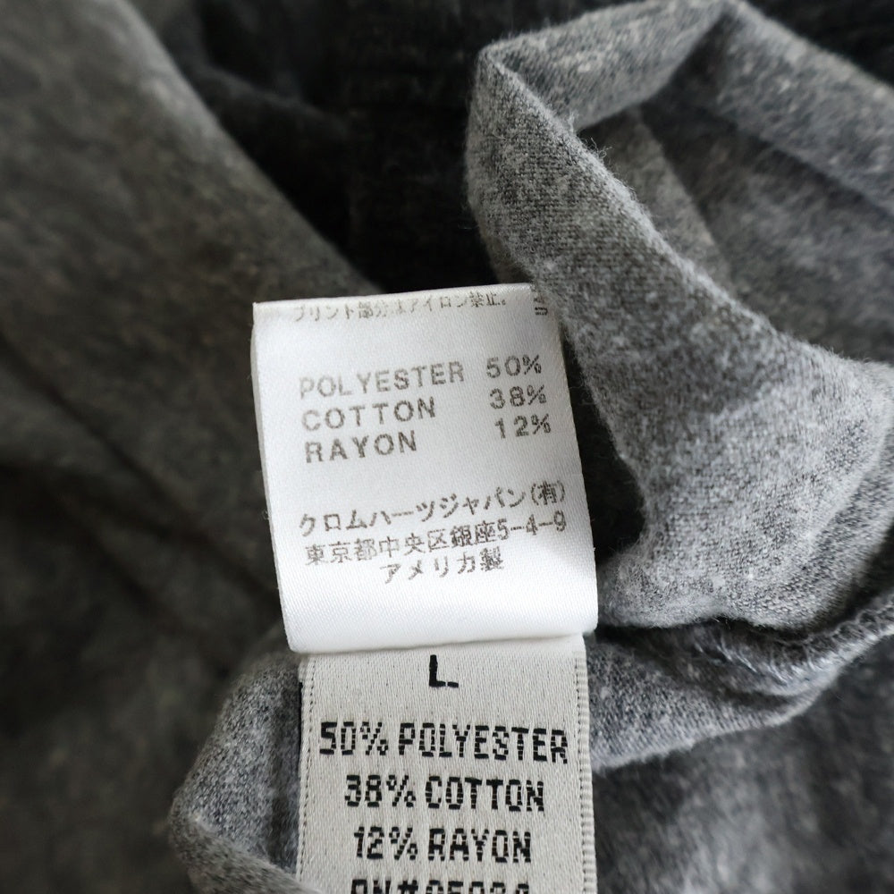 CHROME HEARTS(クロムハーツ) CH PLS ヘンリーネック CHプラスプリント ラグラン 長袖Tシャツ ロンT カットソー グレー