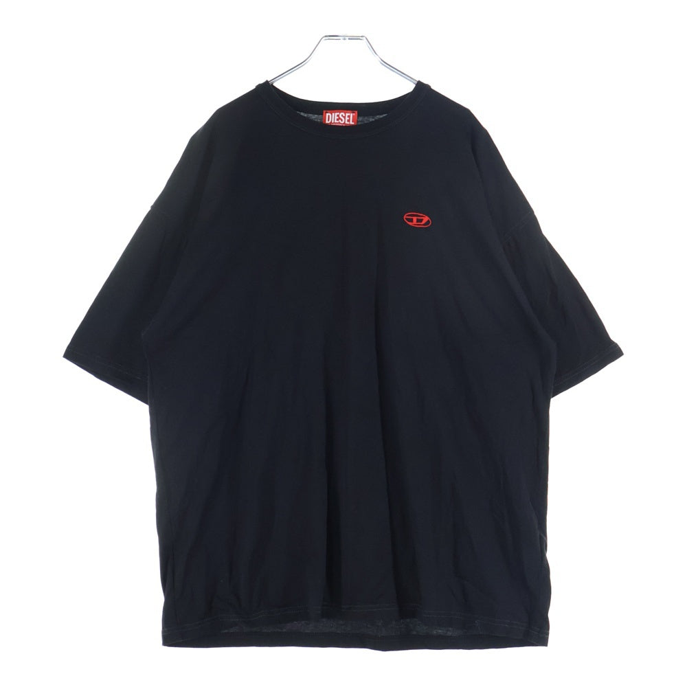 DIESEL(ディーゼル) フロントロゴ刺繍 バックDデザイン クルーネック半袖Tシャツカットソー ブラック A15164