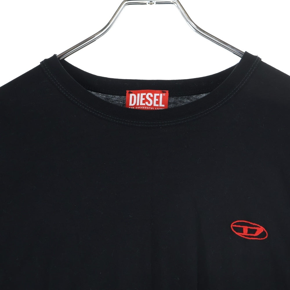 DIESEL(ディーゼル) フロントロゴ刺繍 バックDデザイン クルーネック半袖Tシャツカットソー ブラック A15164