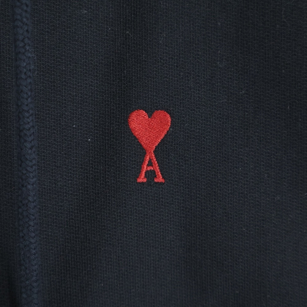 ami paris(アミパリス) ハート刺繍 ジップアップフーディー パーカー ブラック BFUSW435