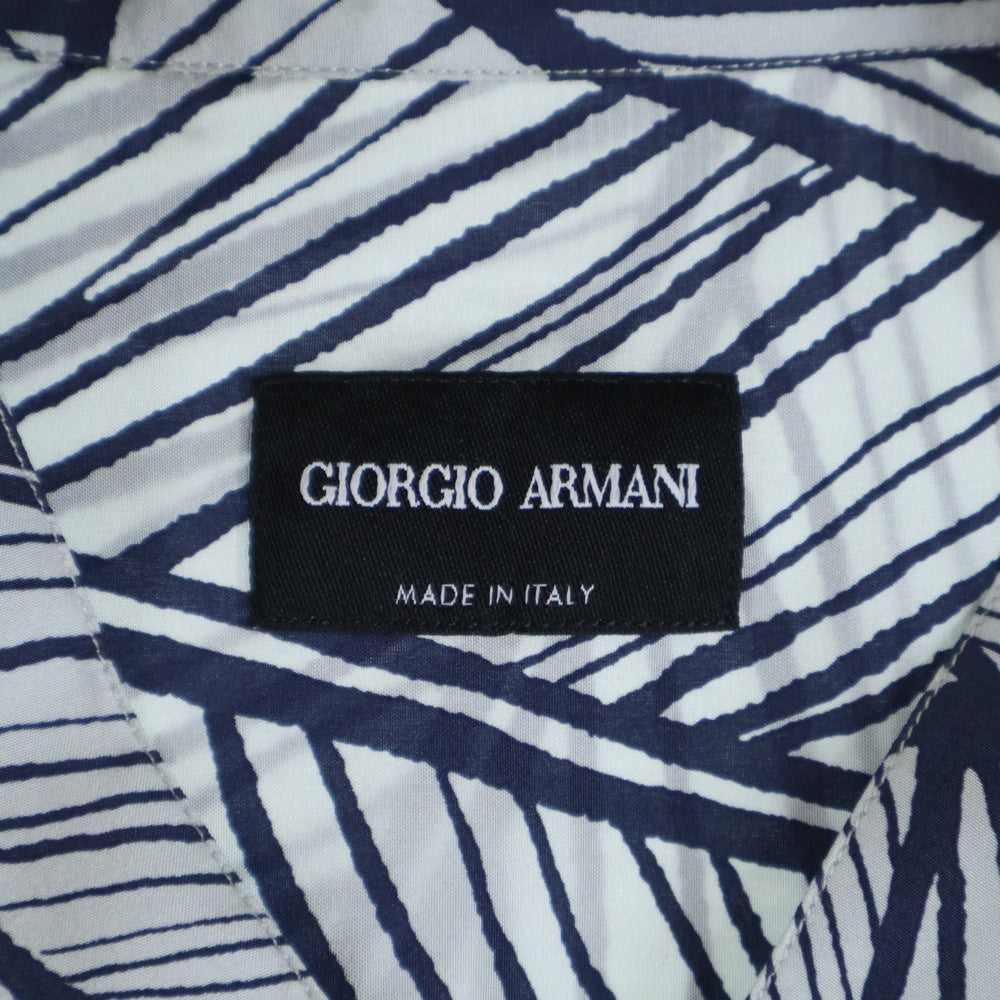 GIORGIO ARMANI(ジョルジオアルマーニ) 25SS リーフ柄 長袖シャツ シルク長袖シャツ ホワイト GM001428 TE14880