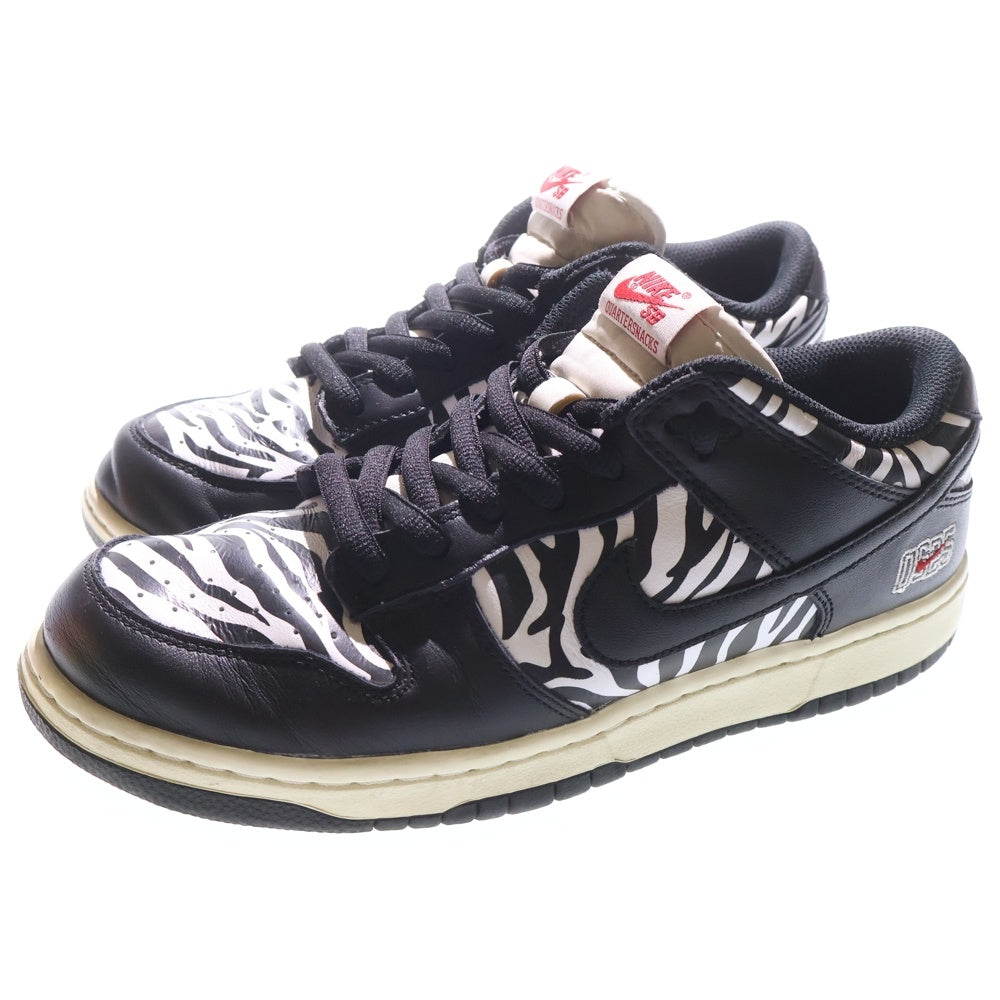 NIKE(ナイキ) ×QUARTER SNACKS SB DUNK LOW ZEBRA CAKE クウォータースナックス ダンク ゼブラケーキ ローカットスニーカー ブラック/ホワイト US9.5/27.5cm DM3510-001