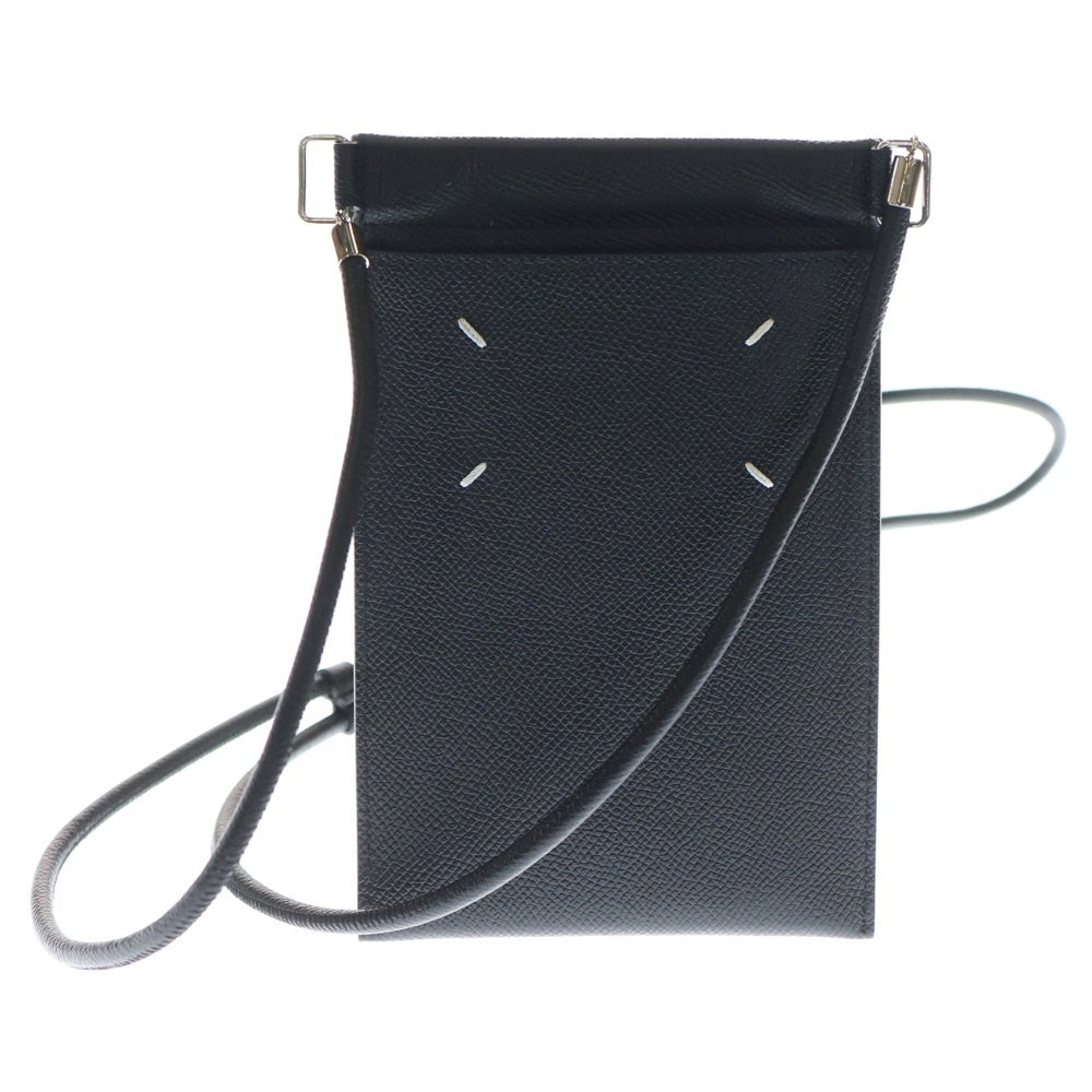 Maison Margiela(メゾンマルジェラ) 4ステッチ グレイニーレザー スマートフォンフォルダー ショルダーポーチ ブラック SA1VZ0002 レディース