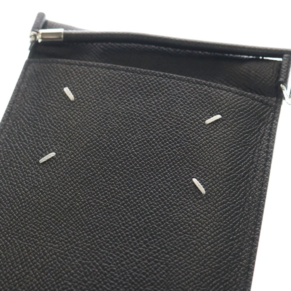 Maison Margiela(メゾンマルジェラ) 4ステッチ グレイニーレザー スマートフォンフォルダー ショルダーポーチ ブラック SA1VZ0002 レディース