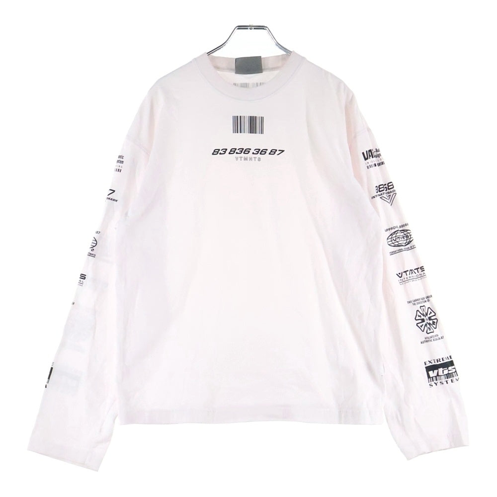 VETEMENTS(ヴェトモン) アームプリント 長袖Tシャツ ロンT カットソー ホワイト VL12TR300W