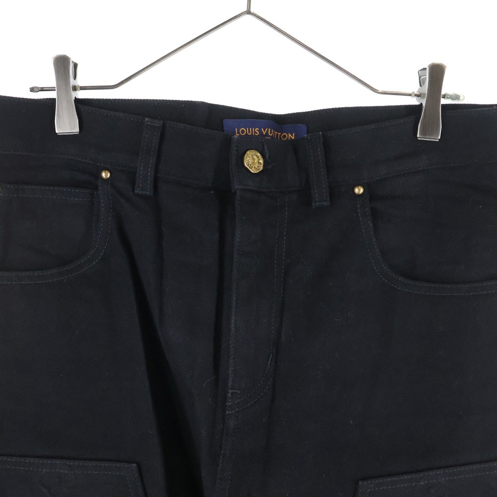 LOUIS VUITTON(ルイヴィトン) 22AW モノグラムディテールカーペンターデニムパンツ ダブルニーデニムパンツ ブラック RM222M OK4 HND10W