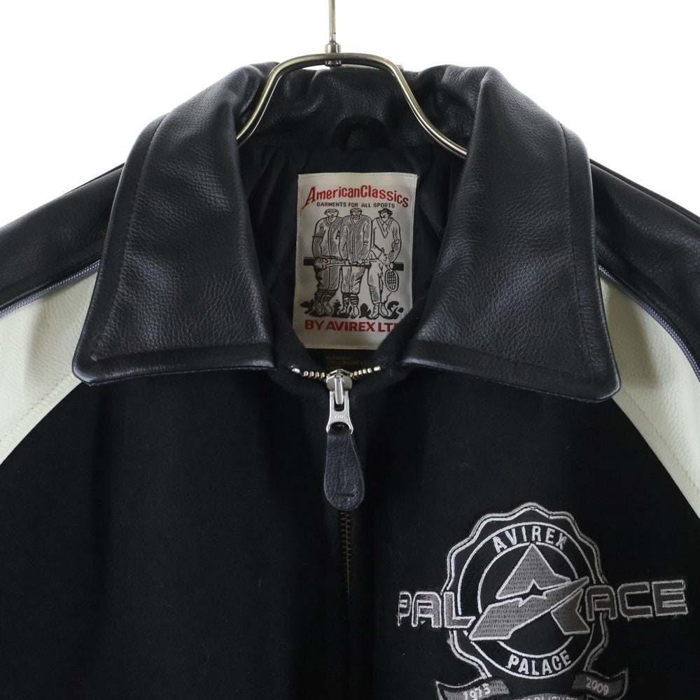 AVIREX(アヴィレックス) 24AW ×PALACE パレス アームレザー切り替え スタジャン ジャケット ブラック