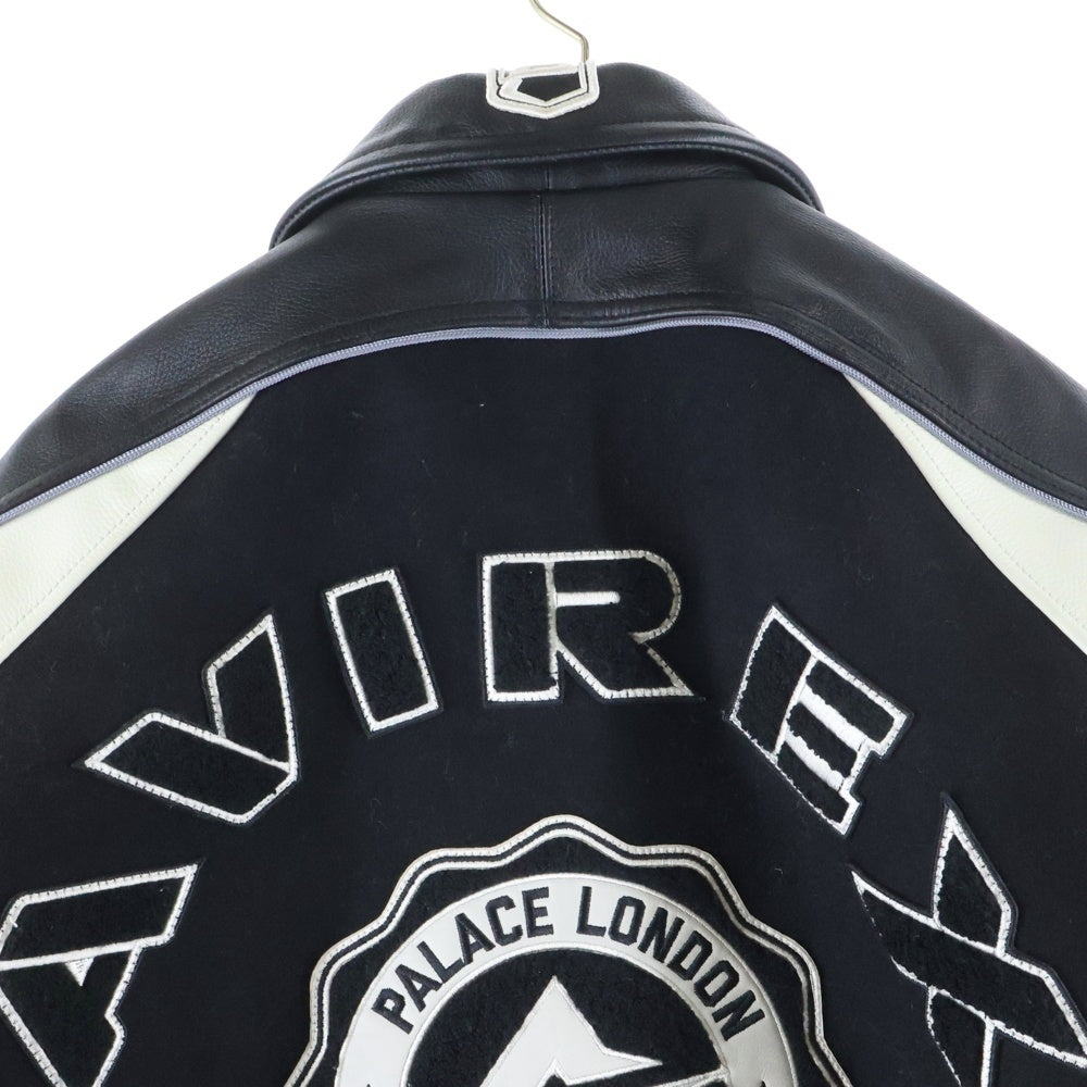 AVIREX(アヴィレックス) 24AW ×PALACE パレス アームレザー切り替え スタジャン ジャケット ブラック