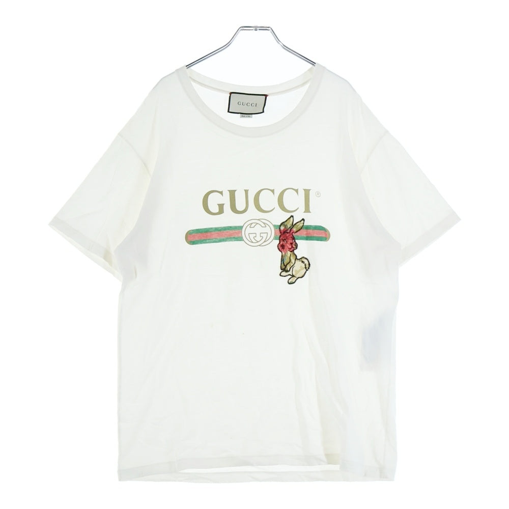 GUCCI(グッチ) 19SS ラビットワッペン 半袖Tシャツ カットソー ホワイト 493117 X9V42