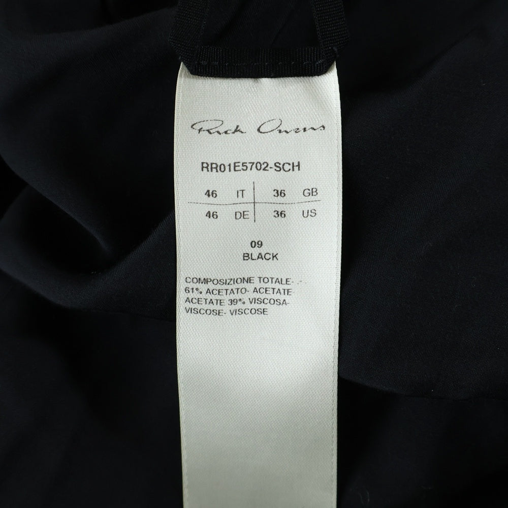 Rick Owens(リックオウエンス) 25SS サテン ドローコード チュニックプルオーバーパーカー フーディー ブラック RR01E5702-SCH