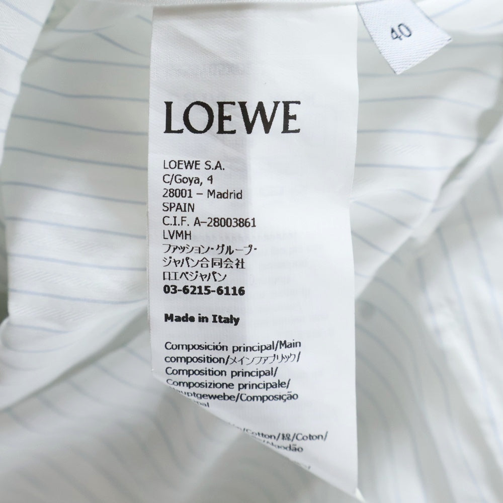 LOEWE(ロエベ) 25SS ベルテッド ストライプ コットン長袖シャツ ホワイト レディース S359Y05XDL