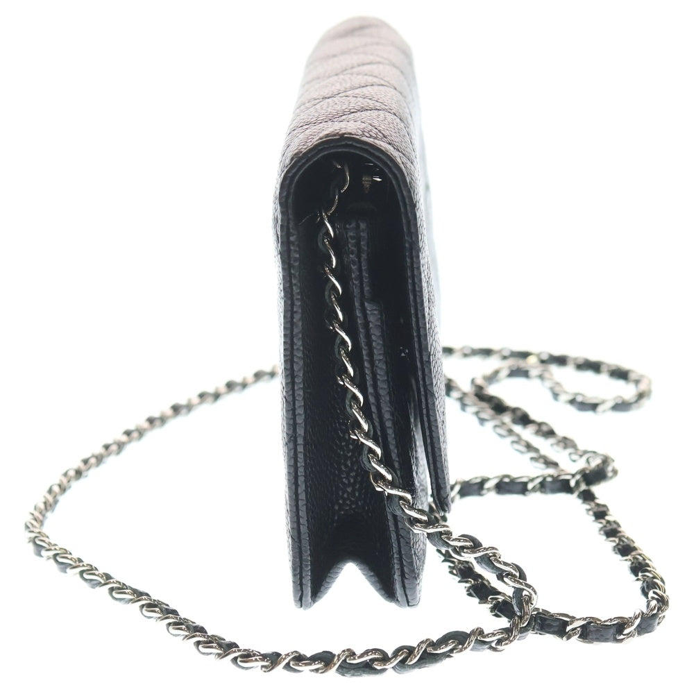 CHANEL(シャネル) マトラッセ キャビアスキン チェーンウォレット ショルダーバッグ ブラック AP0250 レディース
