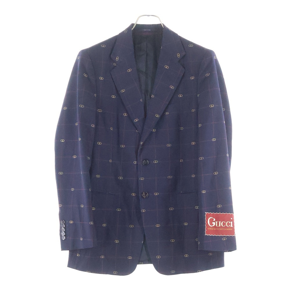 GUCCI(グッチ) GGチェックジャガード シングルテーラードジャケット スラックスパンツ セットアップスーツ ネイビー 645355 ZAF0S