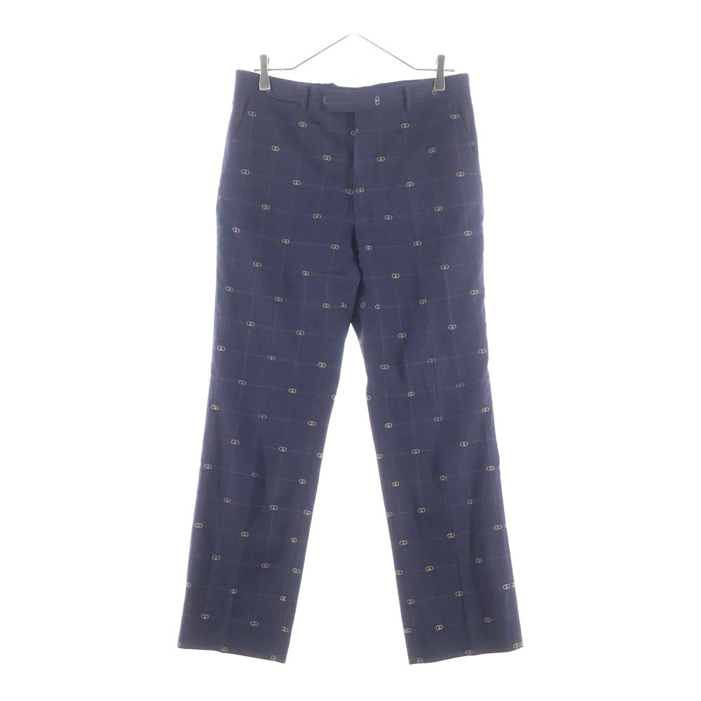 GUCCI(グッチ) GGチェックジャガード シングルテーラードジャケット スラックスパンツ セットアップスーツ ネイビー 645355 ZAF0S