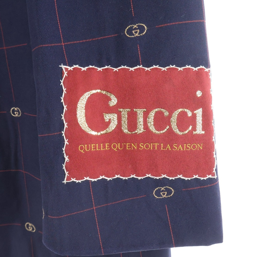 GUCCI(グッチ) GGチェックジャガード シングルテーラードジャケット スラックスパンツ セットアップスーツ ネイビー 645355 ZAF0S