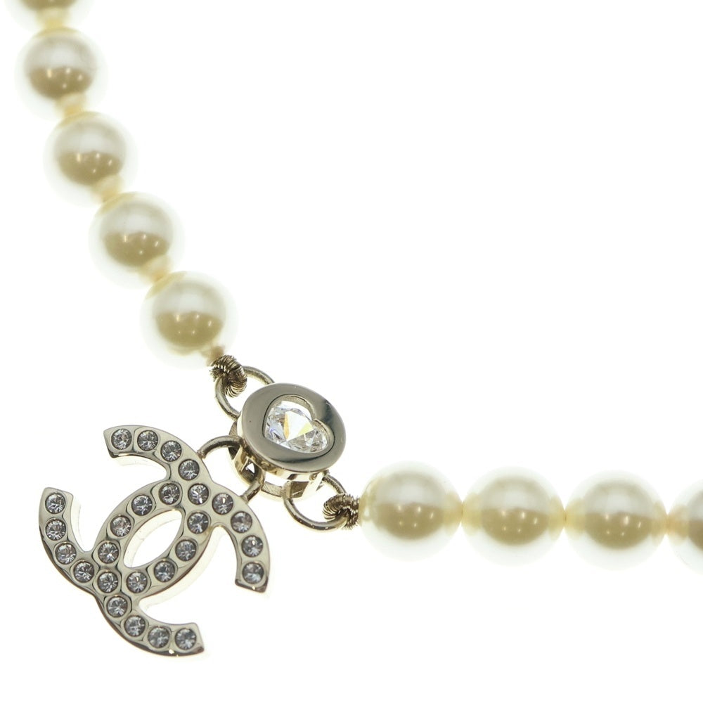 CHANEL(シャネル) パールネックレス ラインストーン ハートモチーフ ゴールド B24B レディース