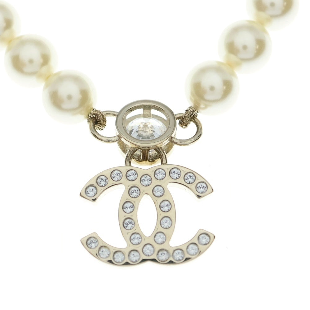 CHANEL(シャネル) パールネックレス ラインストーン ハートモチーフ ゴールド B24B レディース