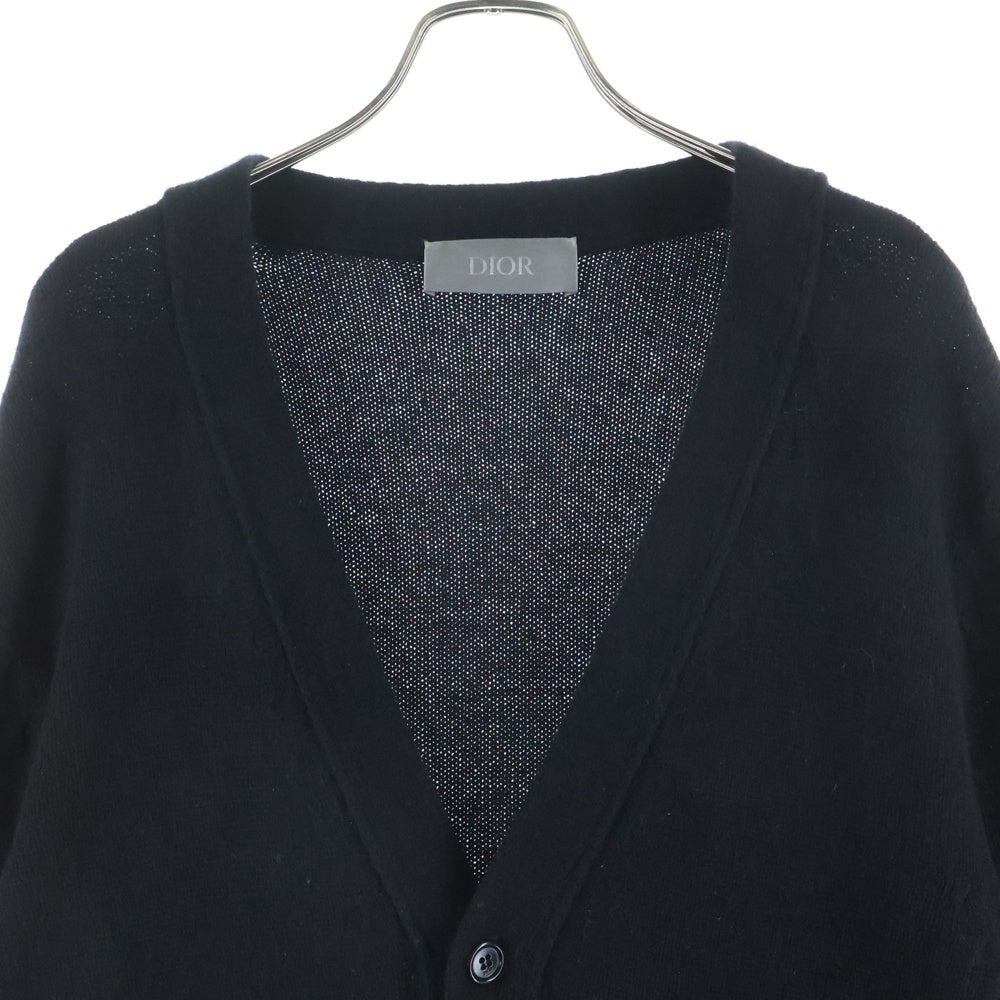 Christian Dior(クリスチャンディオール) レフトサイドロゴ刺繍 Vネック カシミヤ カーディガン ブラック 243M230AT474