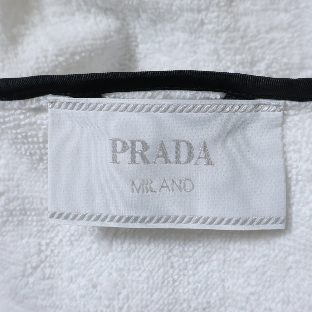 PRADA(プラダ) 22SS Cotton Terry ナイロン トライアングルロゴ 三角プレート テリークロス ジップアップパーカー ホワイト SGC033