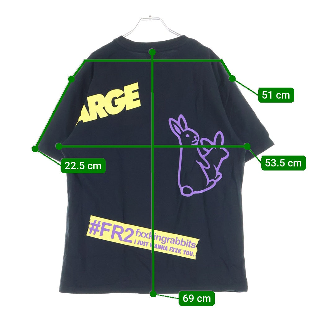 FR2(エフアールツー) ×XLARGE ×エクストララージ 両面ロゴプリント クルーネック半袖Tシャツ カットソー ブラック FRC1106