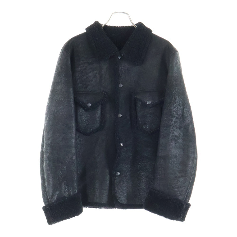 Yohji Yamamoto POUR HOMME(ヨウジヤマモト プールオム) 02AW ムートンジャケット レザージャケット ブラック HM-Y11-746