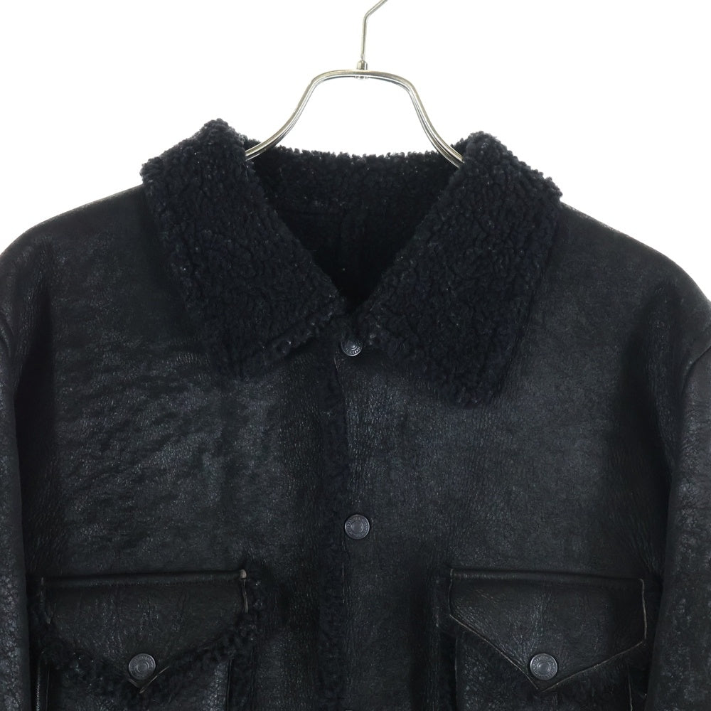 Yohji Yamamoto POUR HOMME(ヨウジヤマモト プールオム) 02AW ムートンジャケット レザージャケット ブラック HM-Y11-746
