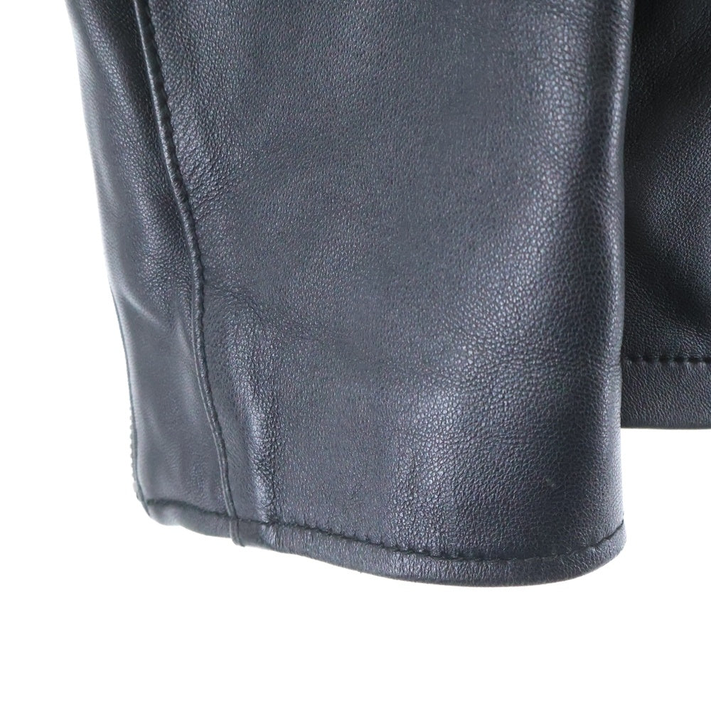 Psycho Bunny(サイコバニー) シングルライダース エンボスロゴレザージャケット ブラック PB-CY-72810