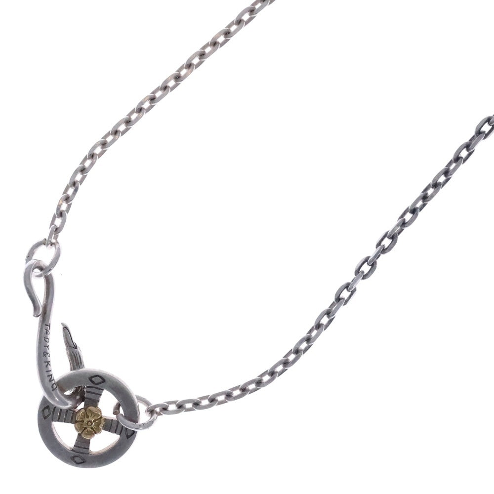 TADY & KING(タディアンドキング) イーグルフック&レギュラーホイールK18ローズ付きチェーン 細角 ネックレス シルバー