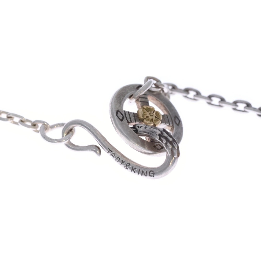 TADY & KING(タディアンドキング) イーグルフック&レギュラーホイールK18ローズ付きチェーン 細角 ネックレス シルバー