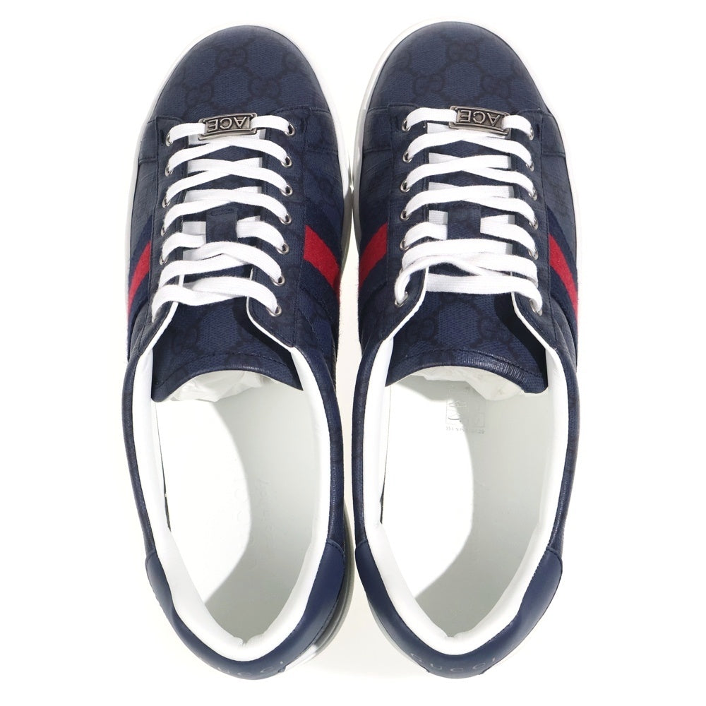 GUCCI(グッチ) ACE エース GGキャンバス シェリーライン ローカットスニーカー ネイビー 760775