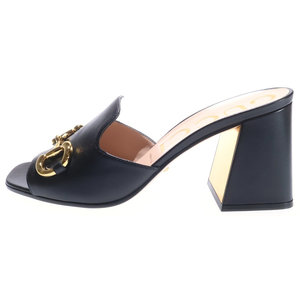 GUCCI(グッチ) ホースビット オープントゥ ヒール サンダル ブラック 655412 レディース