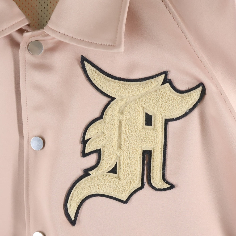 FEAR OF GOD(フィアオブゴッド) サテンベースボールジャケット ロゴパッチ ピンク 5C17N