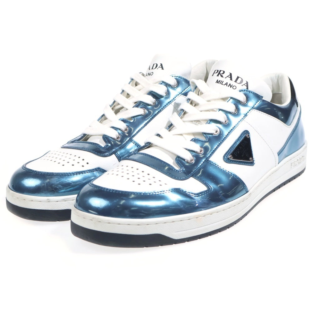 PRADA(プラダ) ダウンタウン エナメルスニーカー ローカットシューズ ホワイト/ブルー 2EE364