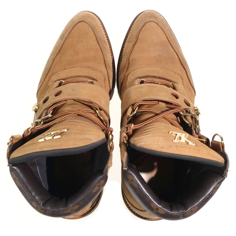 LOUIS VUITTON(ルイヴィトン) LVクリーパーライン チェーン装飾 ヌバック レザー アンクルブーツ ハイカットスニーカー ブラウン 7 1/2