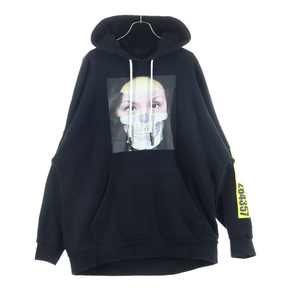 Palm Angels(パームエンジェルス) 19AW SKULL AND FACE CHAOS スカル アンド フェイス プルオーバーパーカー フィーディ ブラック PMBB036E19441028