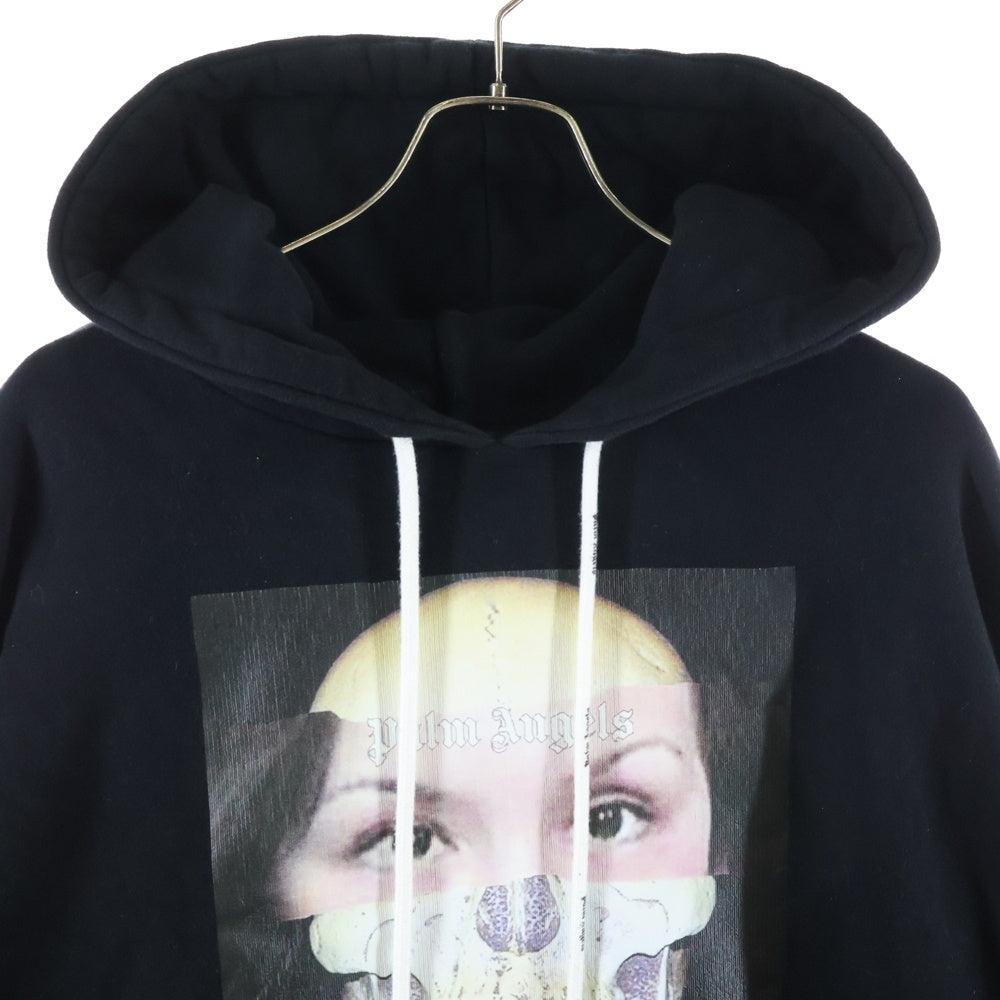 Palm Angels(パームエンジェルス) 19AW SKULL AND FACE CHAOS スカル アンド フェイス プルオーバーパーカー フィーディ ブラック PMBB036E19441028