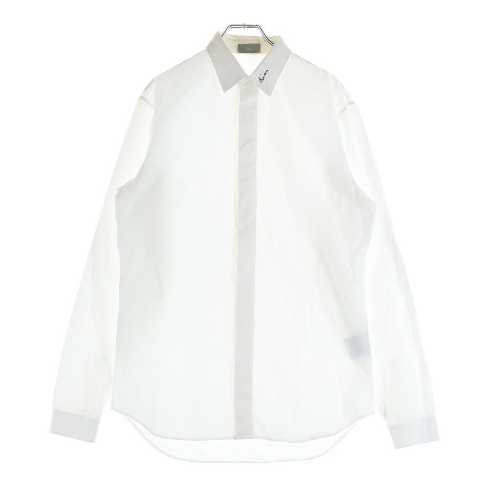 DIOR(ディオール) Long Sleeve White Shirt ロゴ刺繍 レギュラーカラー長袖シャツ 463C541W6680 ホワイト