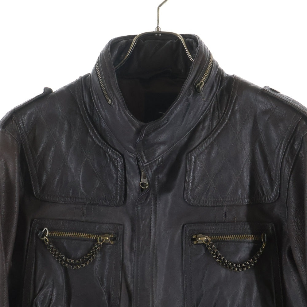 HALB(ハルプ) レザージャケット シングルライダースジャケット ブラウン 5641904-2