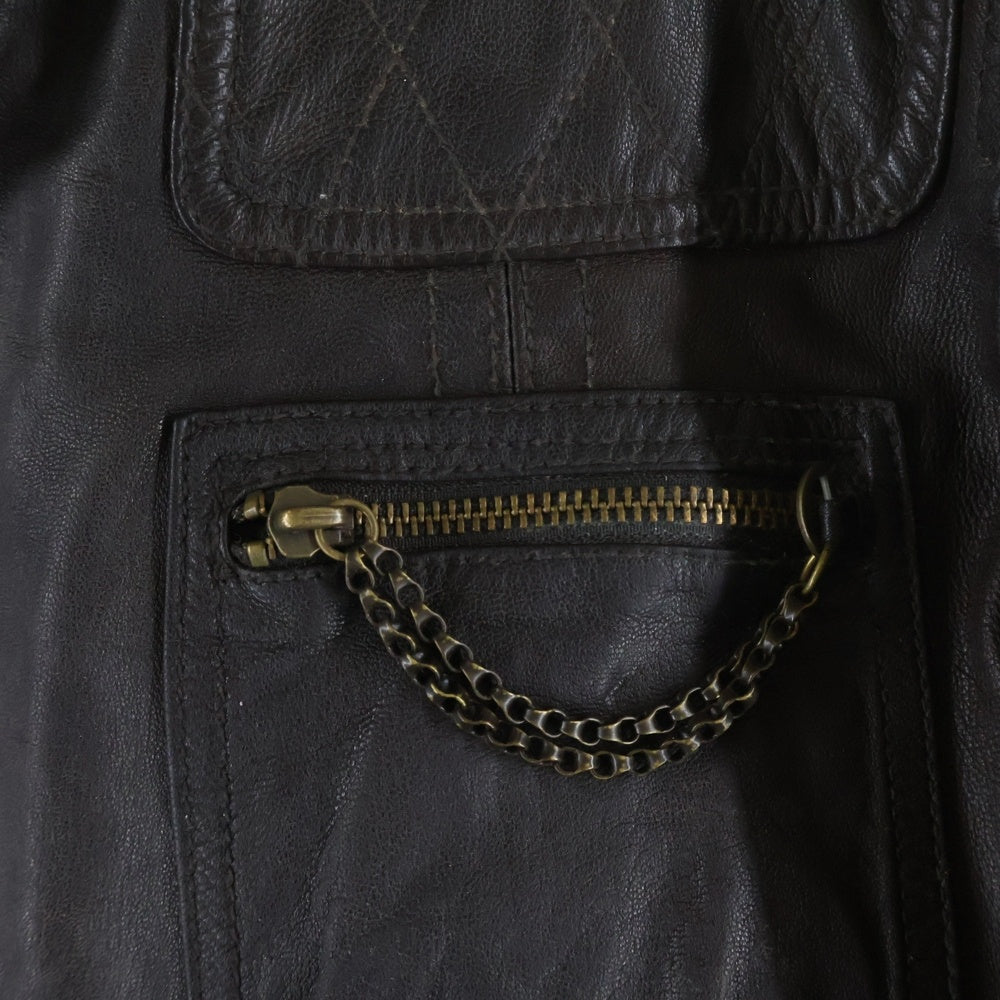 HALB(ハルプ) レザージャケット シングルライダースジャケット ブラウン 5641904-2