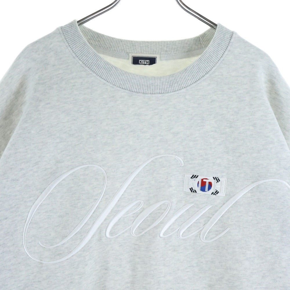 KITH(キス) ソウル限定 刺繍デザインクルーネックスウェット トレーナー グレー KHM032124