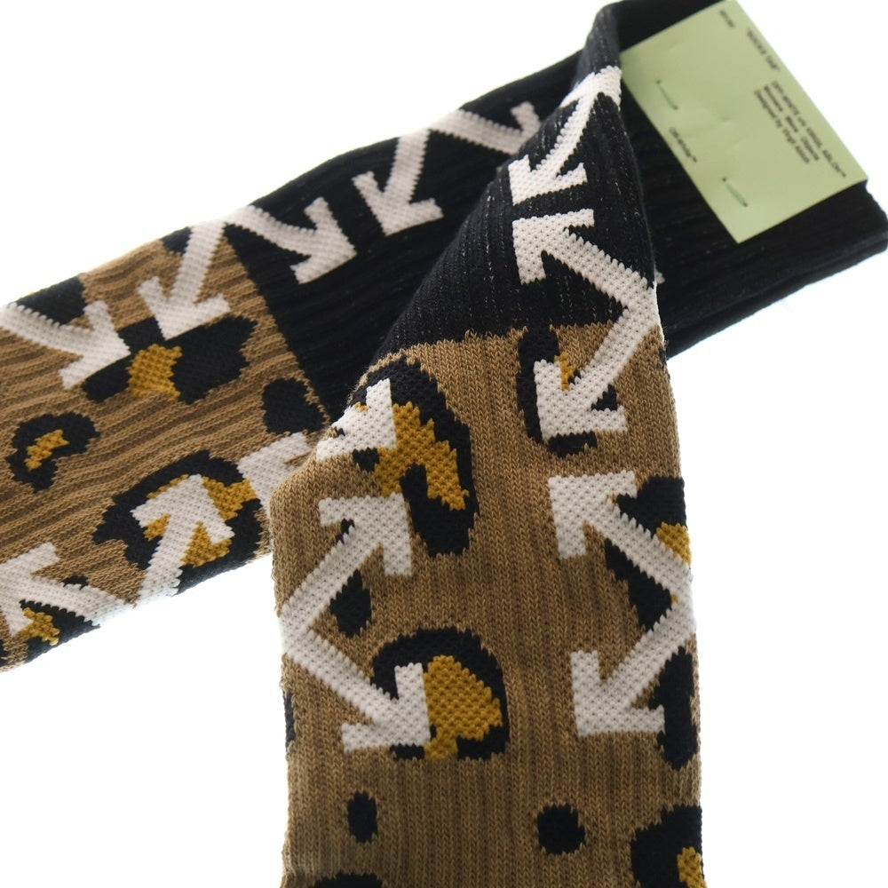 OFF-WHITE(オフホワイト) ロゴデザインソックス レオパード柄 靴下 ブラック OMRA001F1812004901