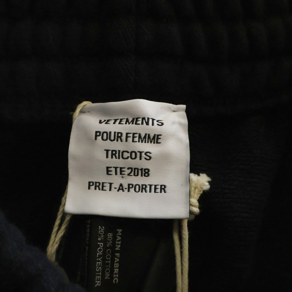 VETEMENTS(ヴェトモン) 18SS ロゴテープデザイン ハーフパンツ ショーツ ブラック WSS18PA9