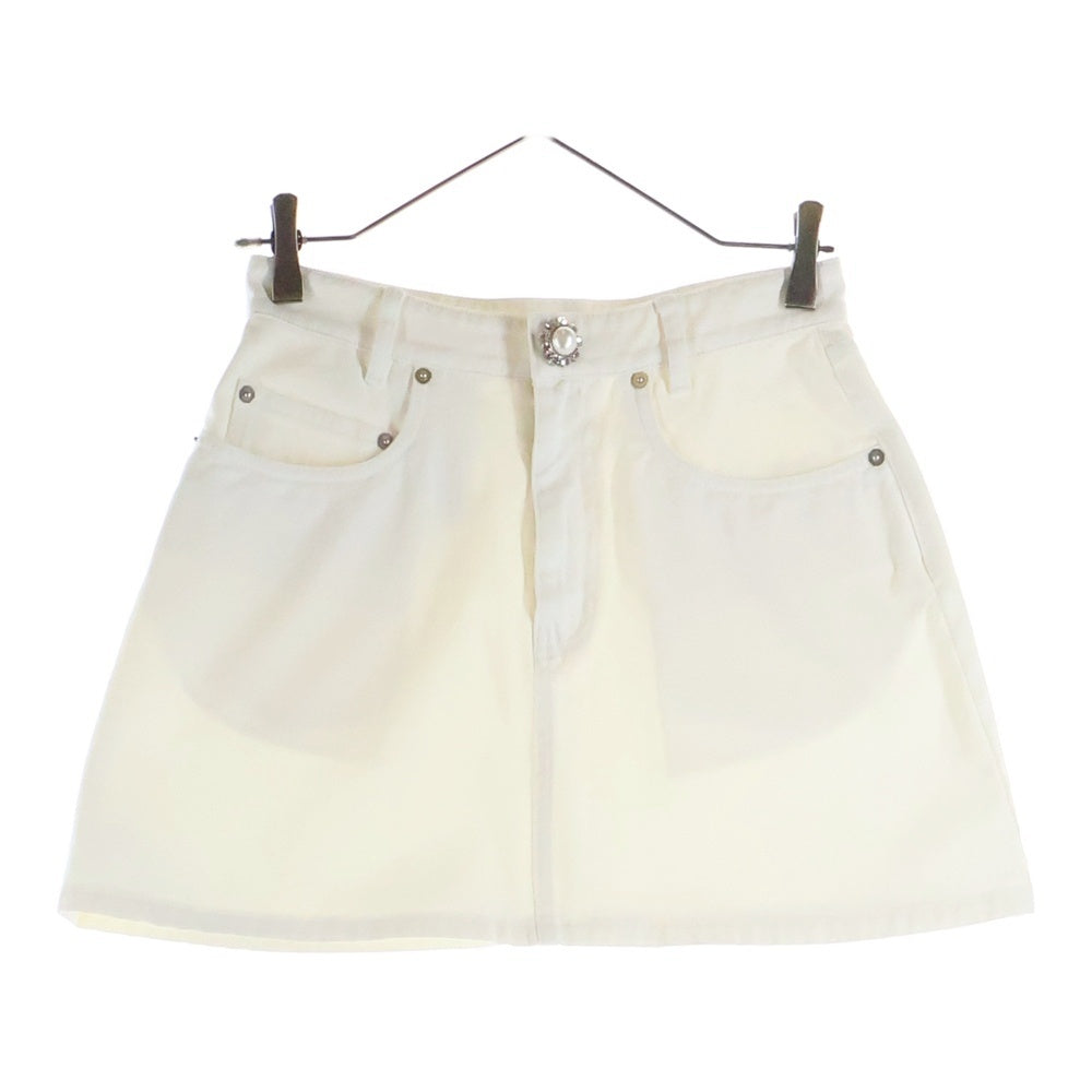 miumiu(ミュウミュウ) 21SS ビジュー コットンデニムパンツ ホワイト GWD265 4YE レディース