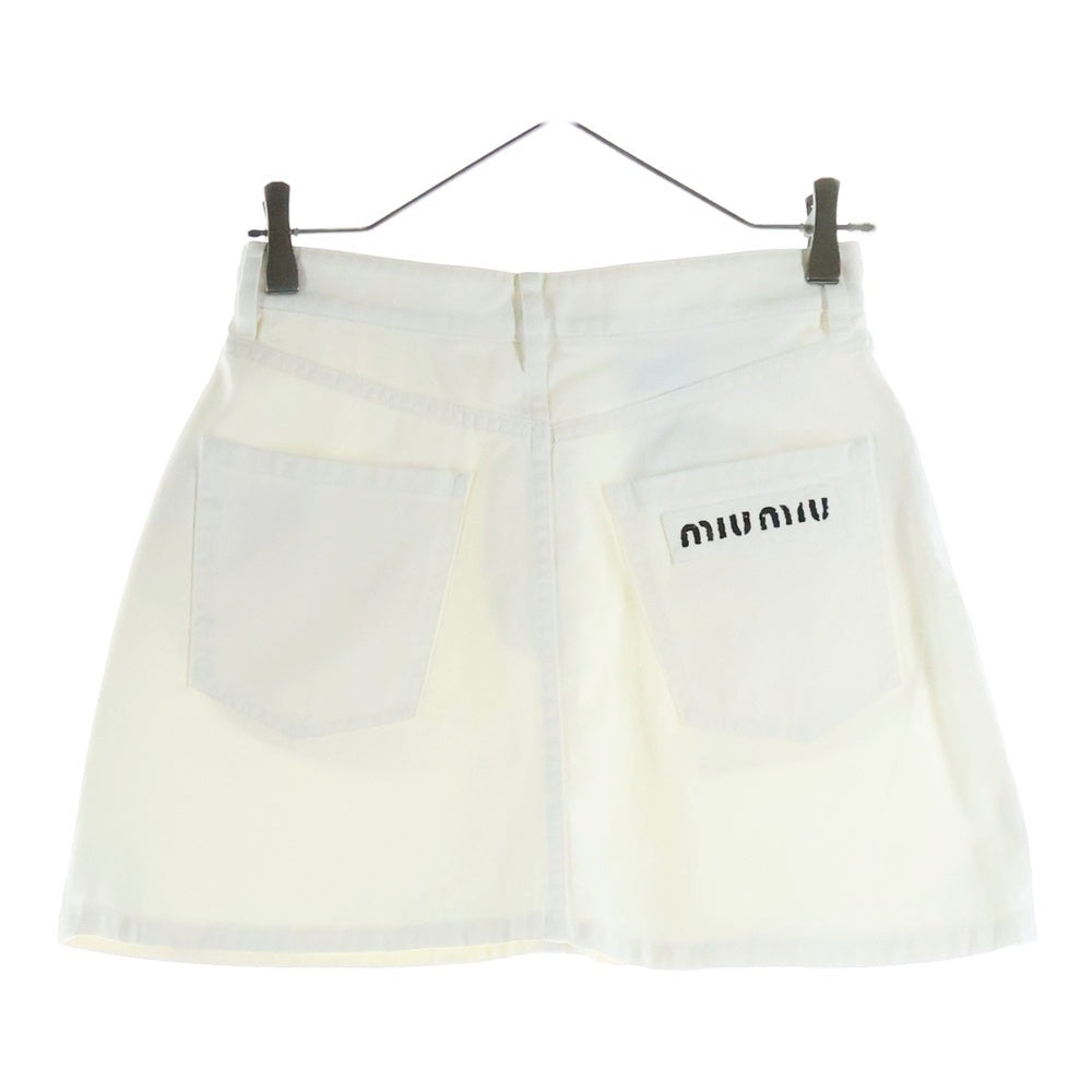 miumiu(ミュウミュウ) 21SS ビジュー コットンデニムパンツ ホワイト GWD265 4YE レディース
