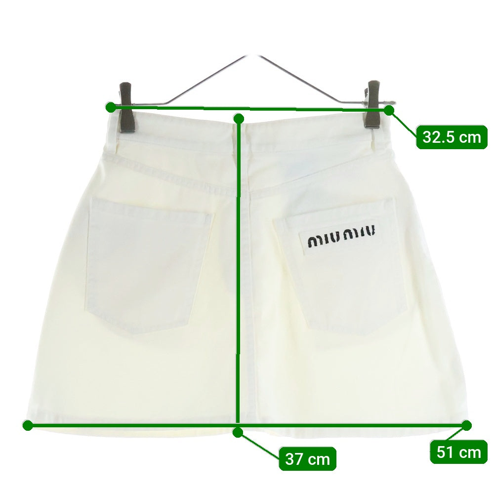 miumiu(ミュウミュウ) 21SS ビジュー コットンデニムパンツ ホワイト GWD265 4YE レディース