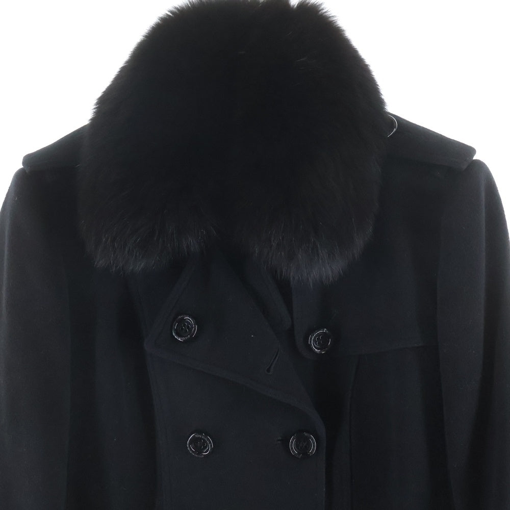 BURBERRY(バーバリー) ファックスファー ウール×カシミヤ ロングコート ブラック B1B67-443-09 レディース